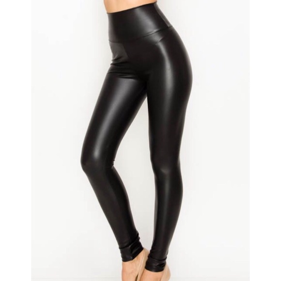 High waist leather leggings - Picture 2 of 3